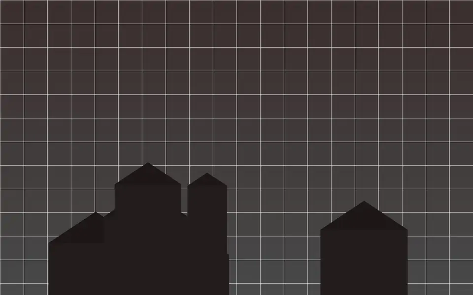 Visuel schématique de maisons et de plans, sans photo.