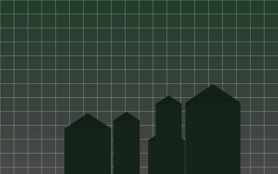 Visuel schématique de maisons et de plans, sans photo.